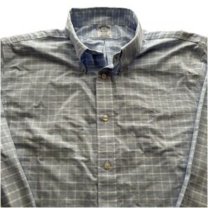 Brooks Brothers Regent Fit Men's XL Blue Plaid Non-Iron LS Button Down Shirt EUC